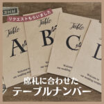 席札と同じデザイン、テーブルナンバーのオーダー受けました