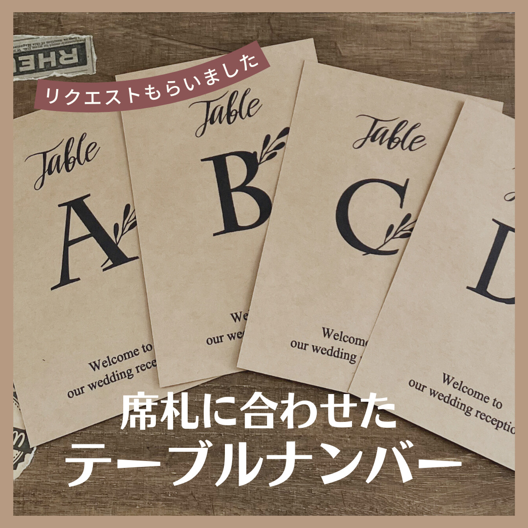 席札と同じデザイン、テーブルナンバーのオーダー受けました